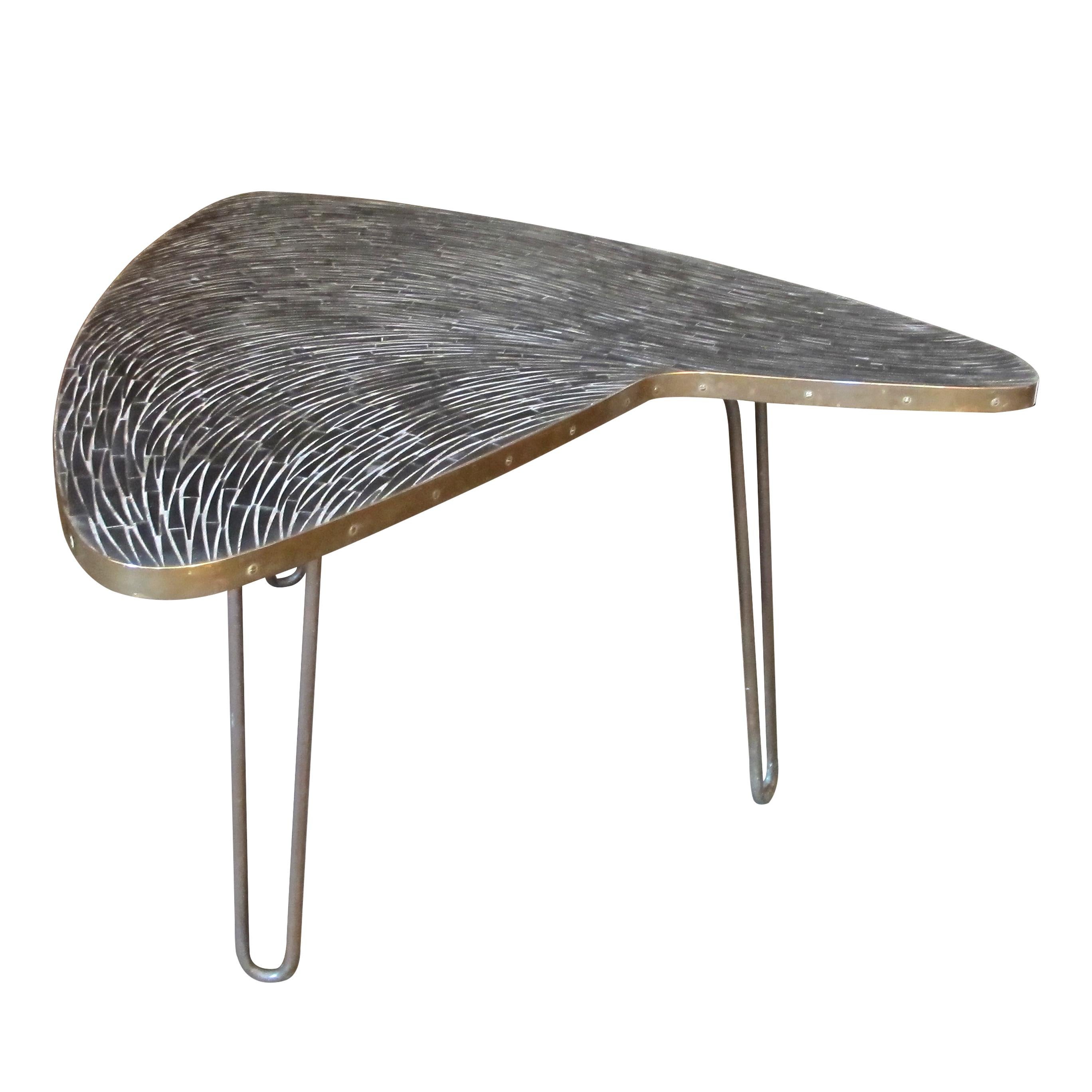 Mid-Century Modern 1950s MCM German Boomerang Mosaic Tiled Coffee Table by Berthold Müller