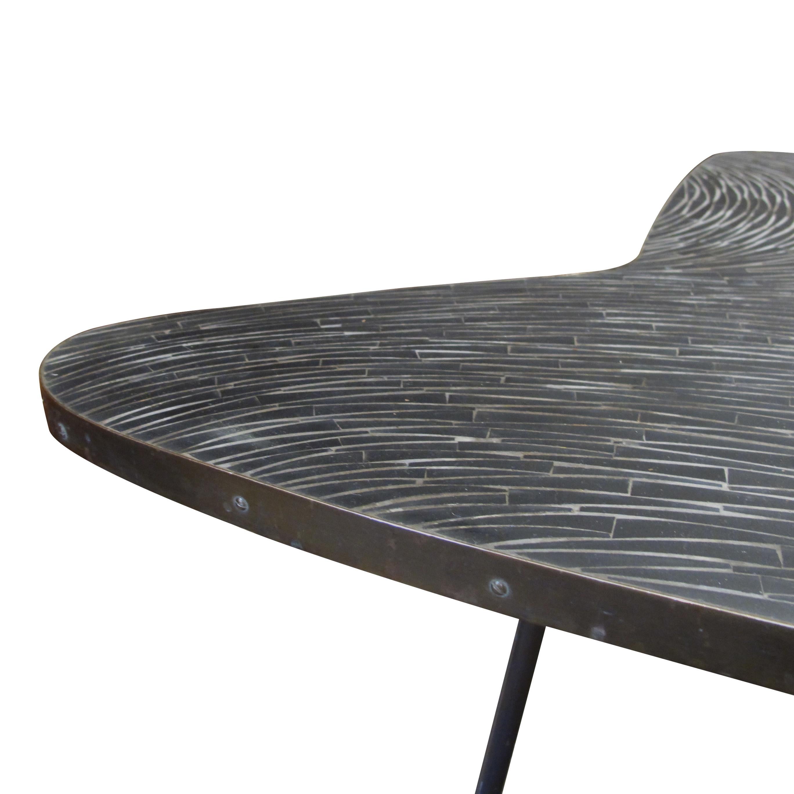 Mid-20th Century 1950s MCM German Boomerang Mosaic Tiled Coffee Table by Berthold Müller