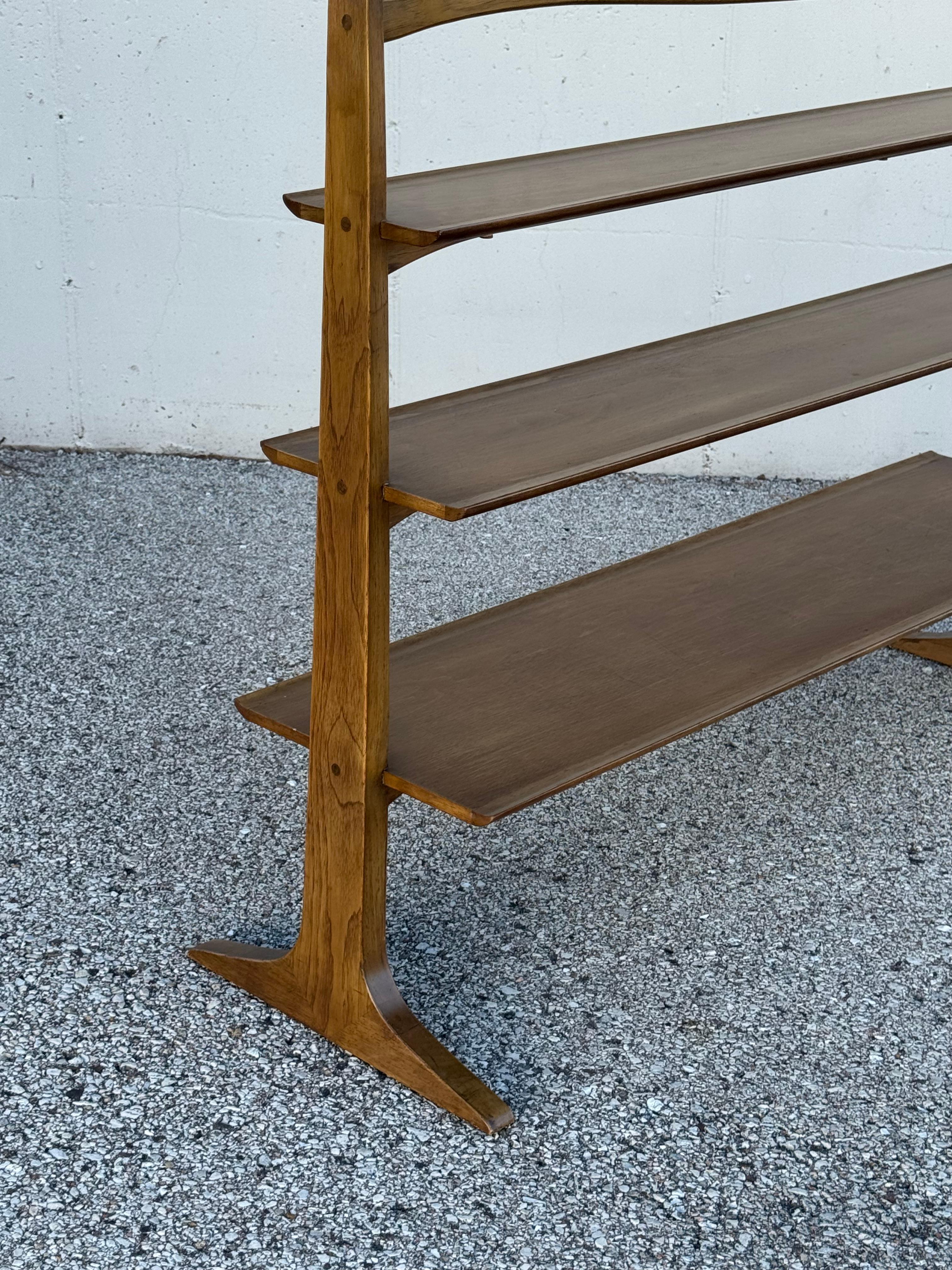 American 1950's MCM John Van Koert for Drexel “Profile” Pyramidal Bookshelf in Walnut For Sale