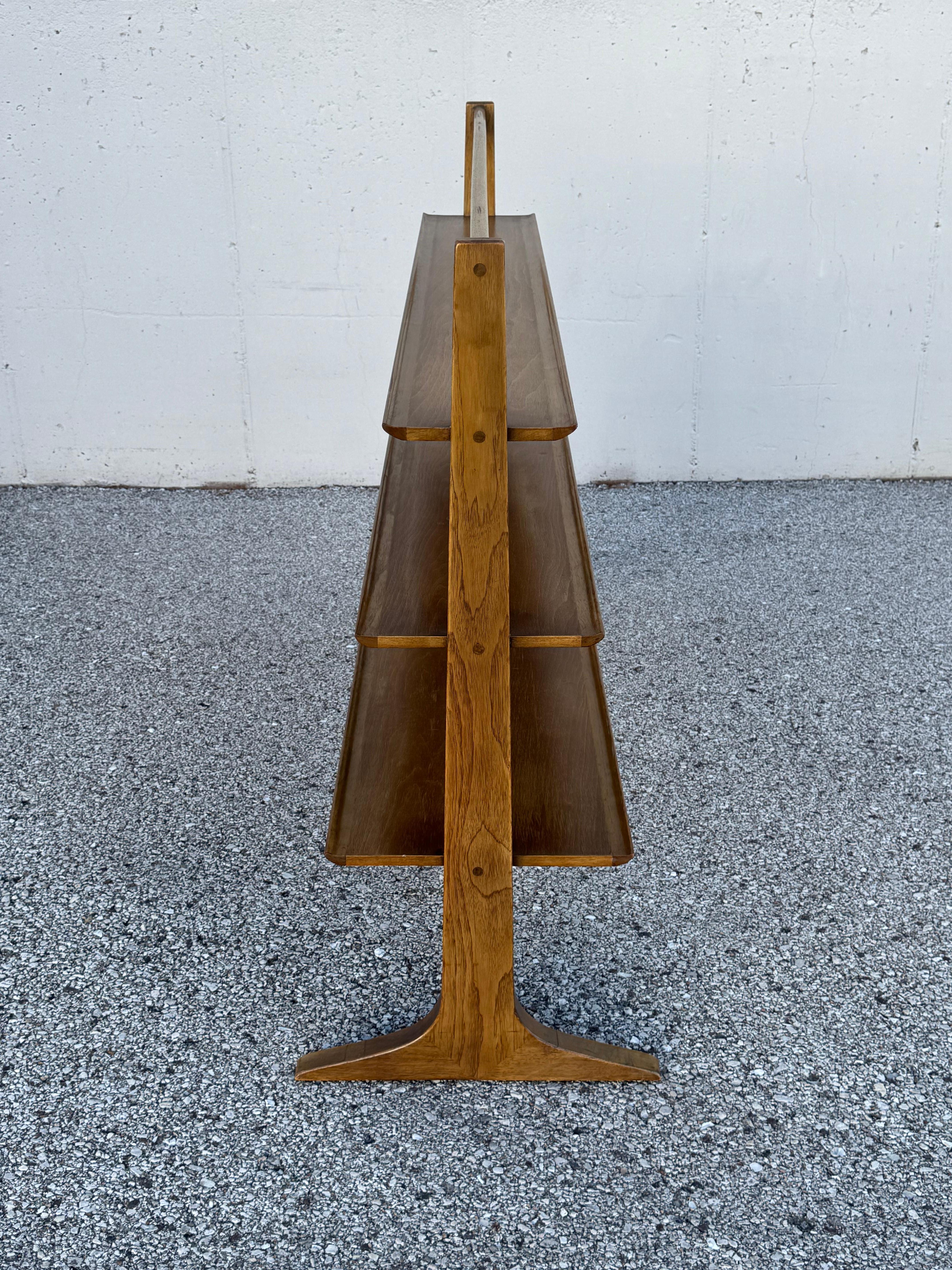 Mid-20th Century 1950's MCM John Van Koert for Drexel “Profile” Pyramidal Bookshelf in Walnut For Sale