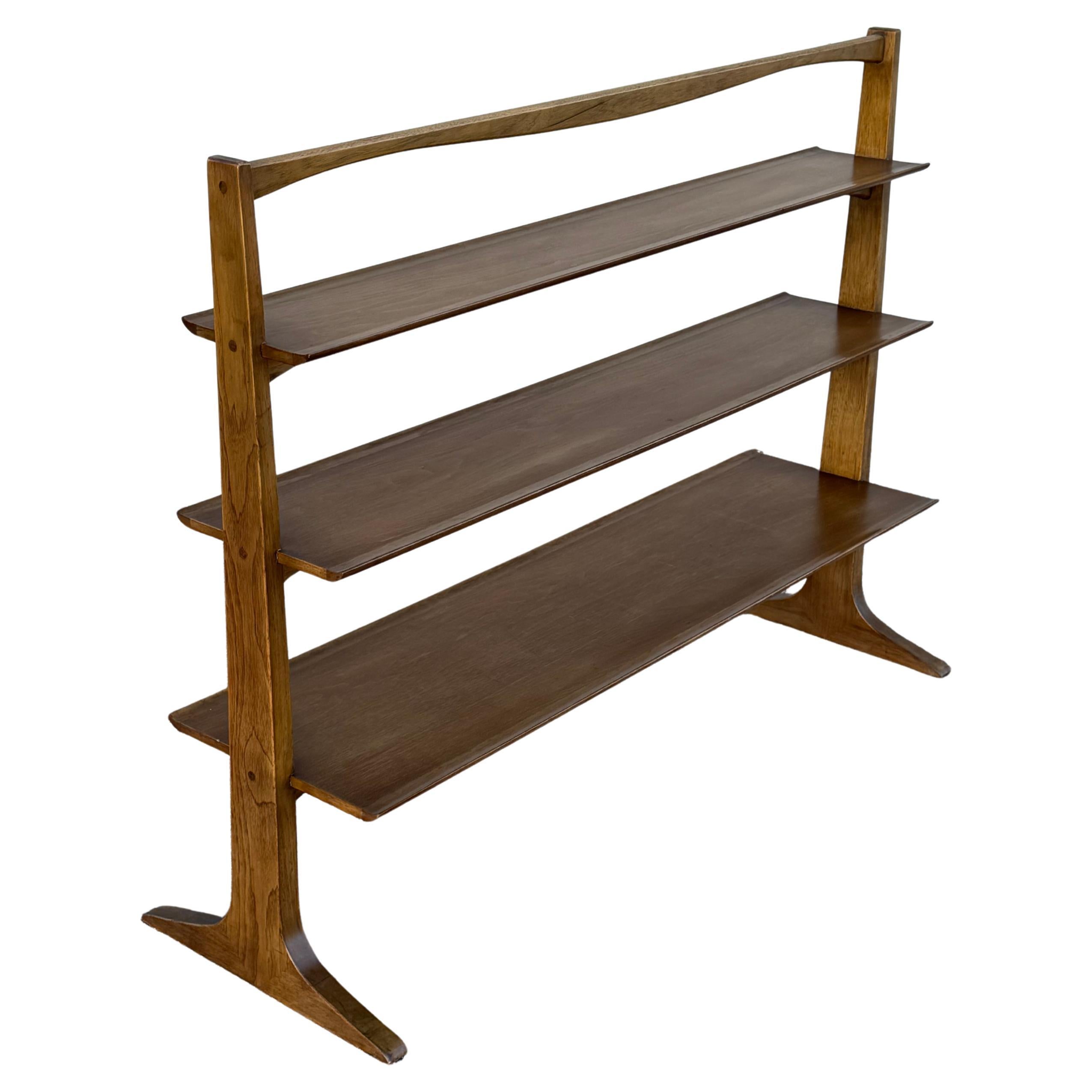 1950's MCM John Van Koert for Drexel “Profile” Pyramidal Bookshelf in Walnut For Sale