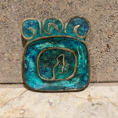 1950s MCM Pepe Mendoza Ashtray Brass Malachite Mexico