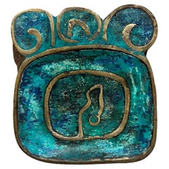 1950s MCM Pepe Mendoza Ashtray Brass Malachite Mexico