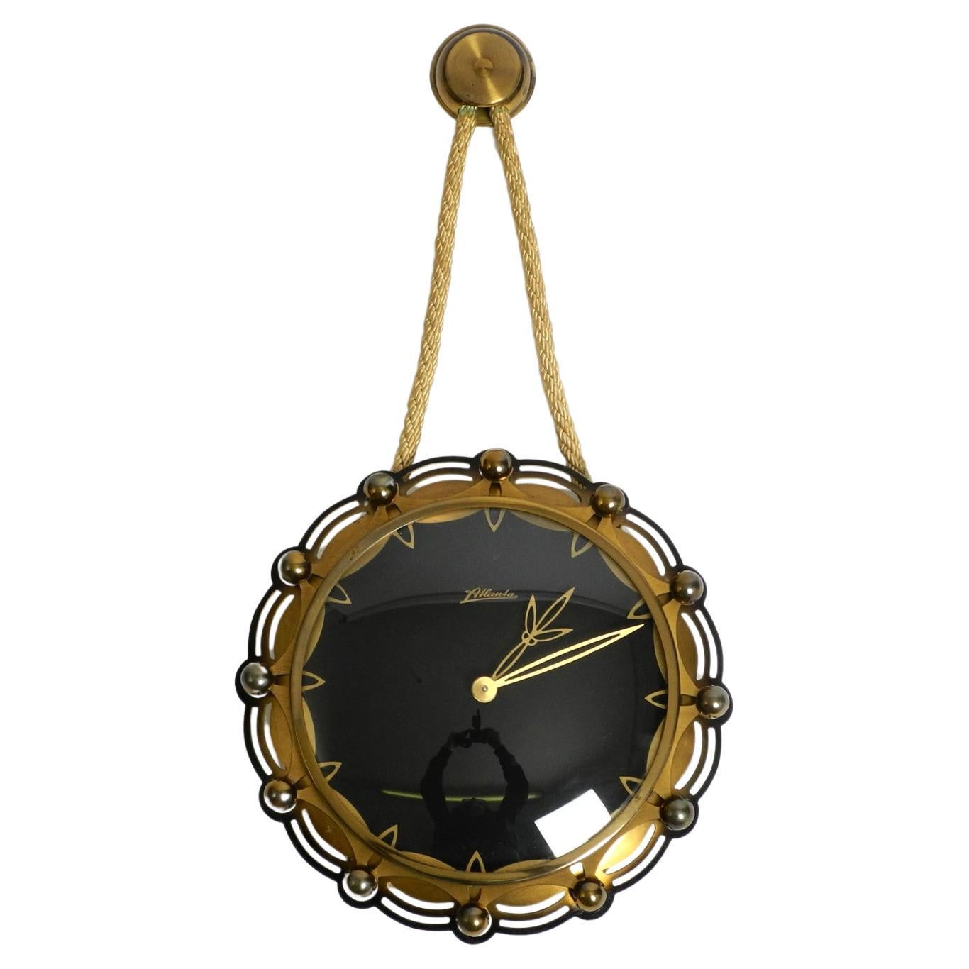 Horloge murale mécanique Atlanta des années 1950 avec un mouvement de 10 jours et une sonnerie de gong