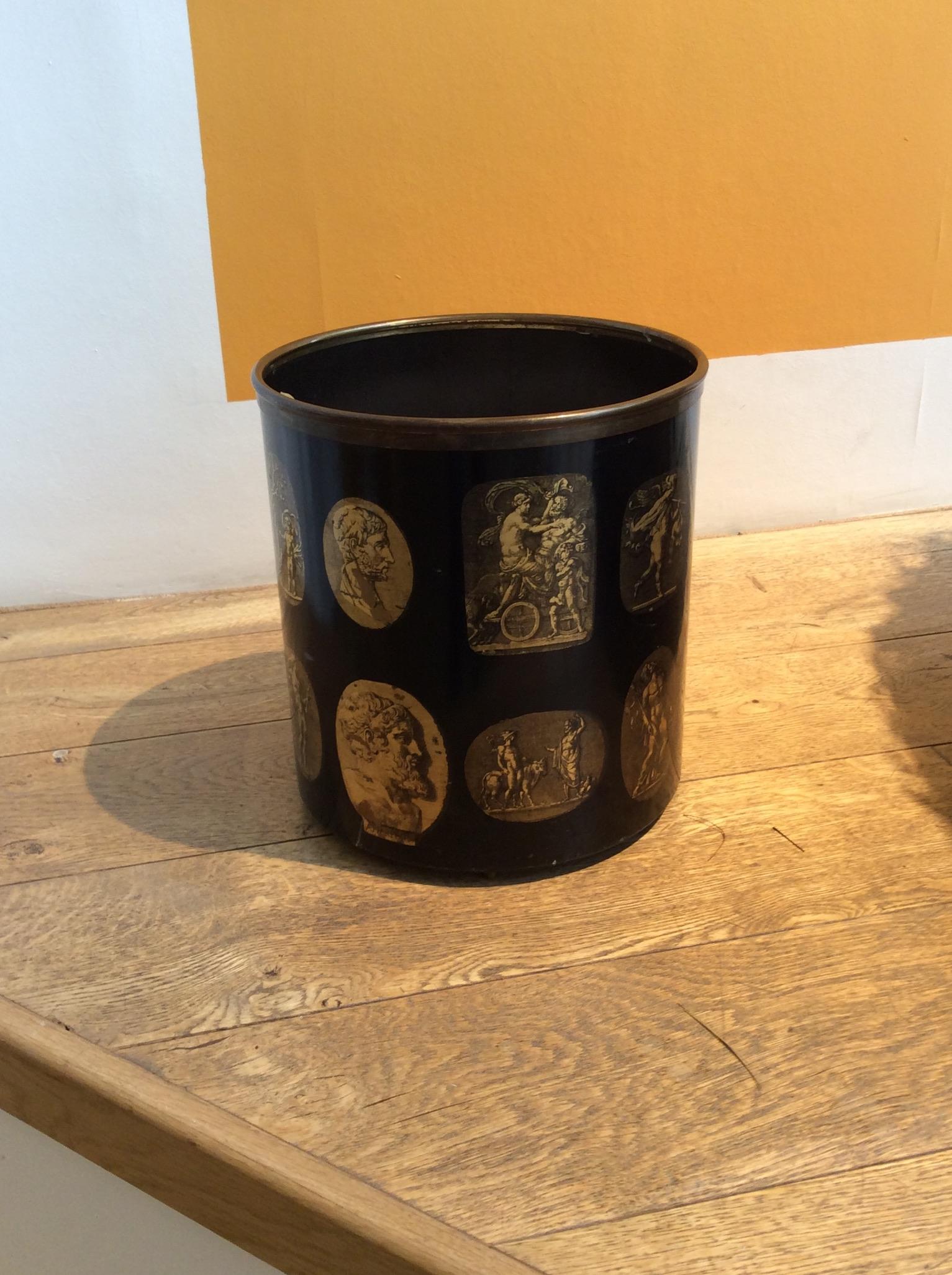 1950s 'Medallioni' 'Medallions' Waste Paper Basket by Piero Fornasetti In Fair Condition In London, GB