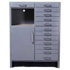 Used 1950's Medical Storage Cabinet, Grey