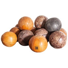 Used 1950s Medium Czech Leather Medicine Balls, Decorative - Various Qty Availabe