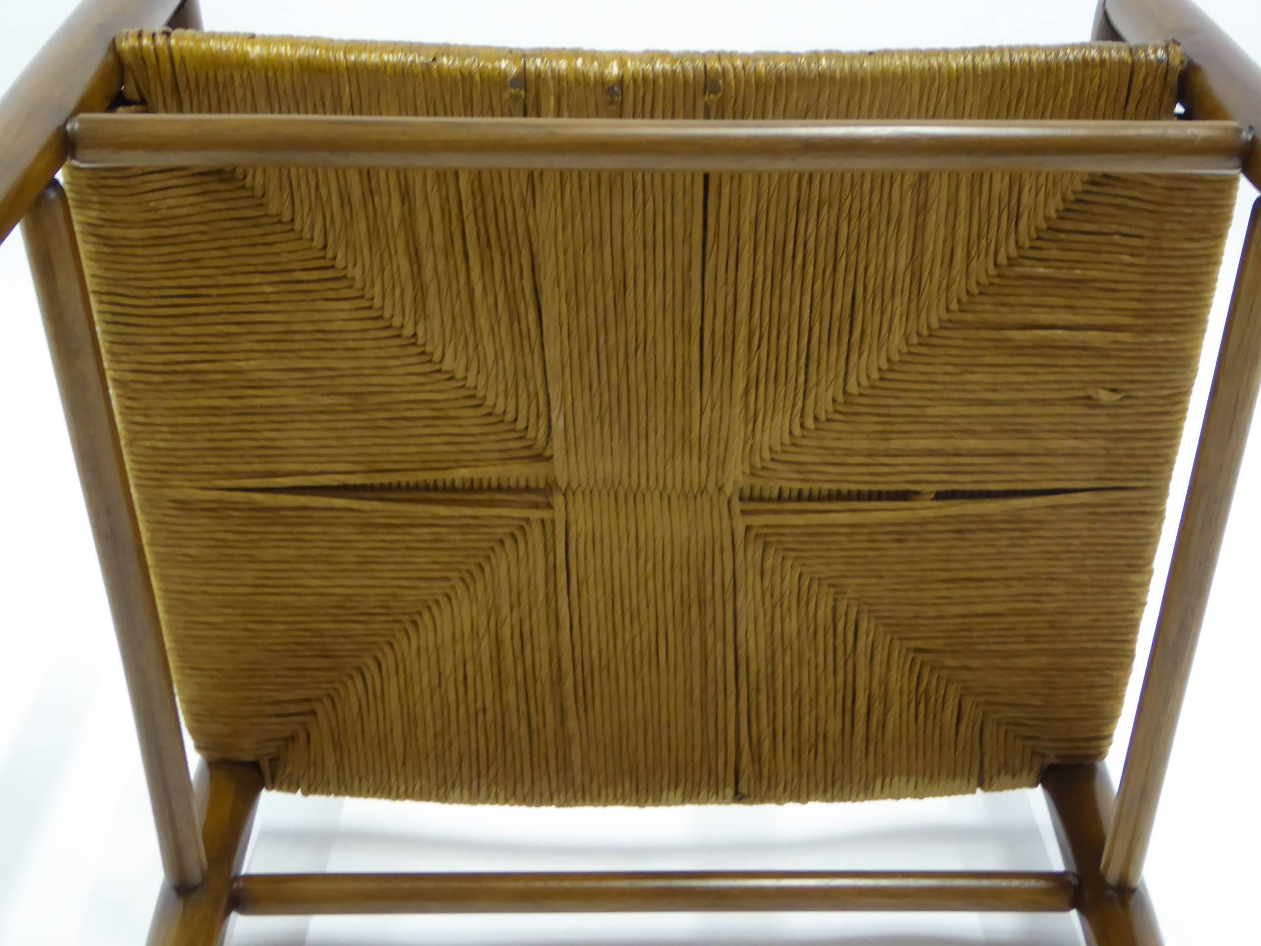 1950s Mel Smilow Danish Modern Woven Rush and Walnut Armchair for Smilow-Thielle 4