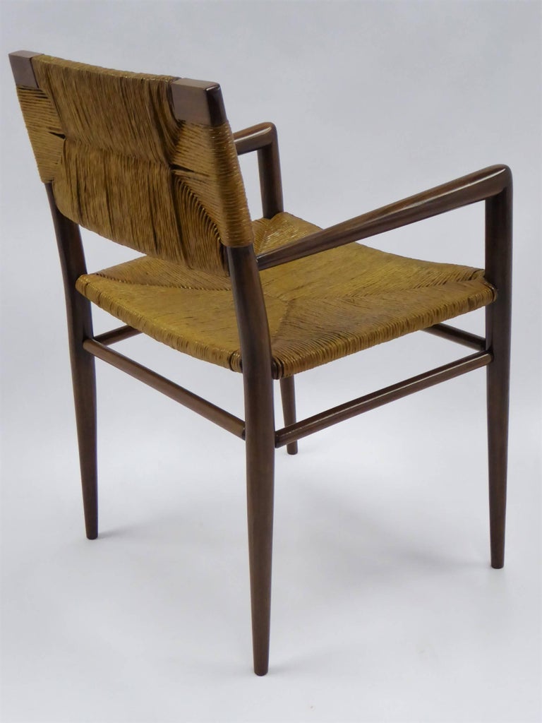 1950s Mel Smilow Danish Modern Woven Rush and Walnut Armchair for Smilow-Thielle For Sale 1