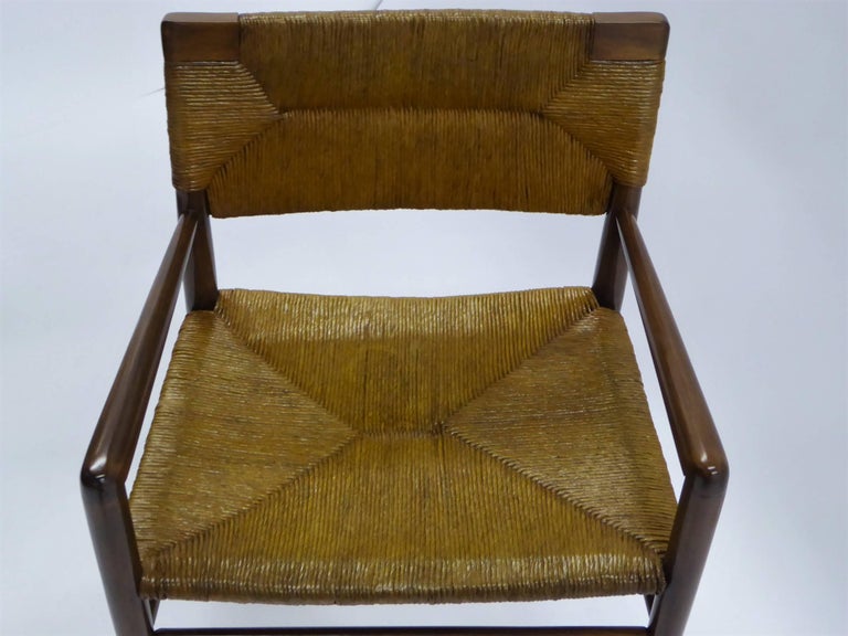 1950s Mel Smilow Danish Modern Woven Rush and Walnut Armchair for Smilow-Thielle For Sale 3