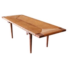Panchina in noce e giunco Mel Smilow del 1950 Mid Century Modern