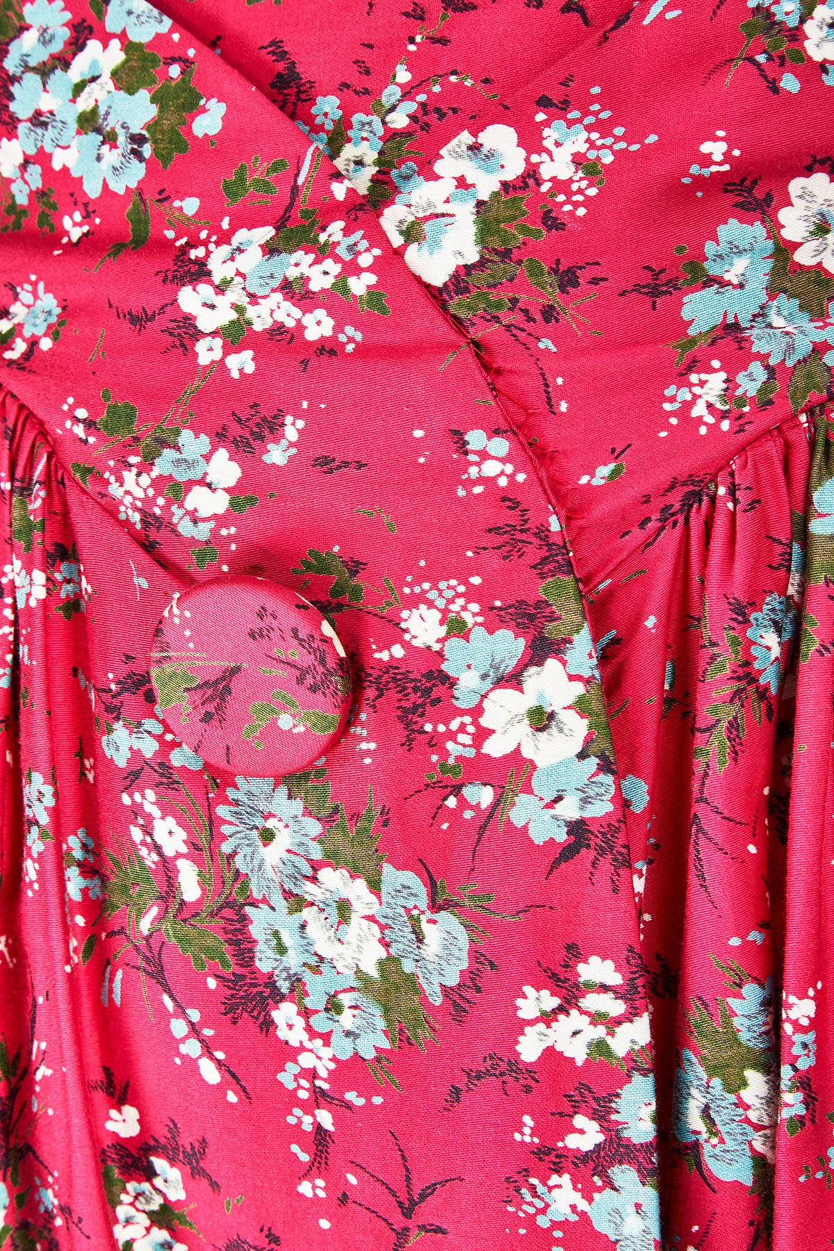 1950s Melbray Floral Print Cotton Dress In Excellent Condition For Sale In London, GB