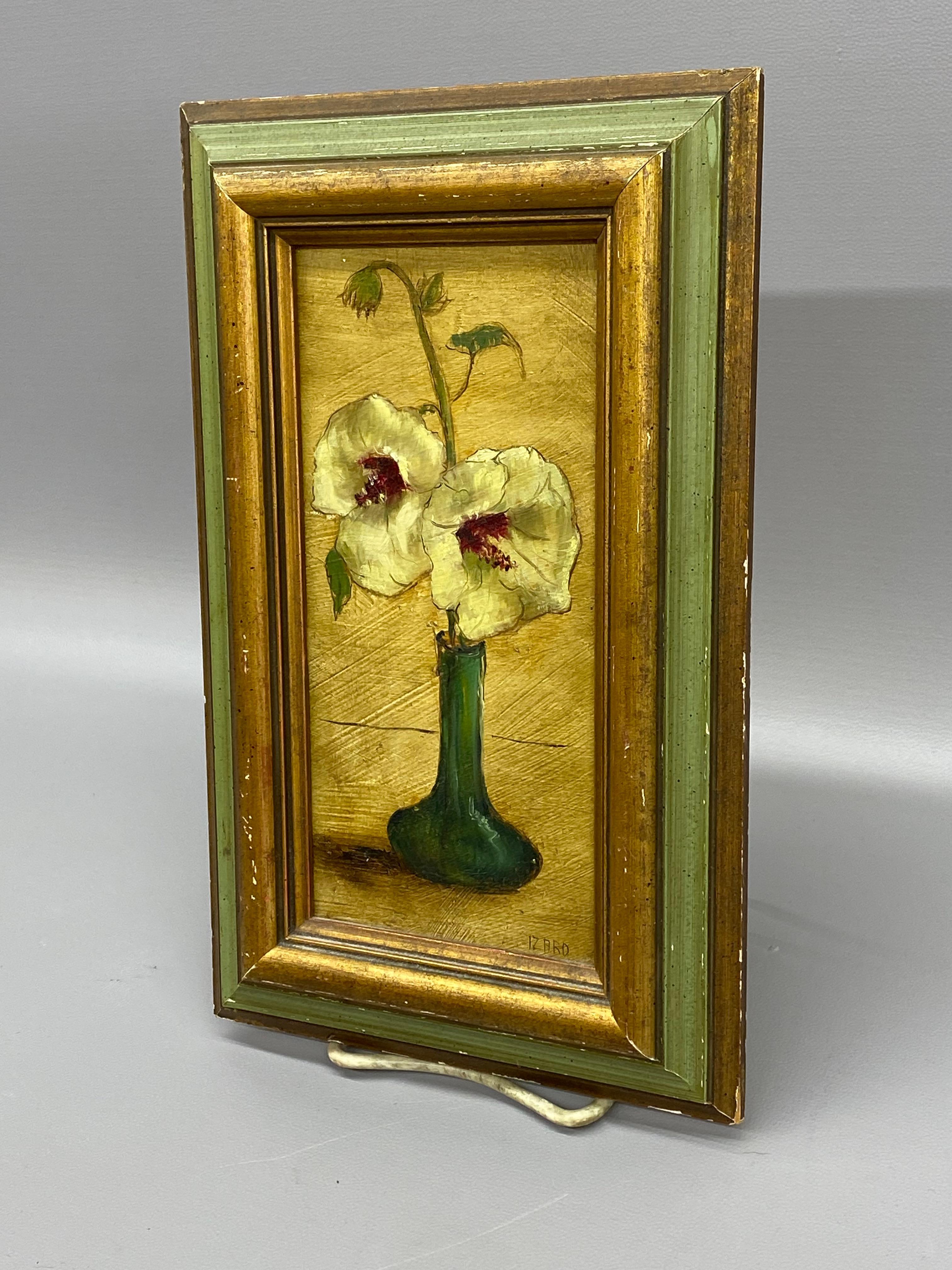 Américain Peinture Merle Izard Wild Hollyhocks des années 1950 en vente