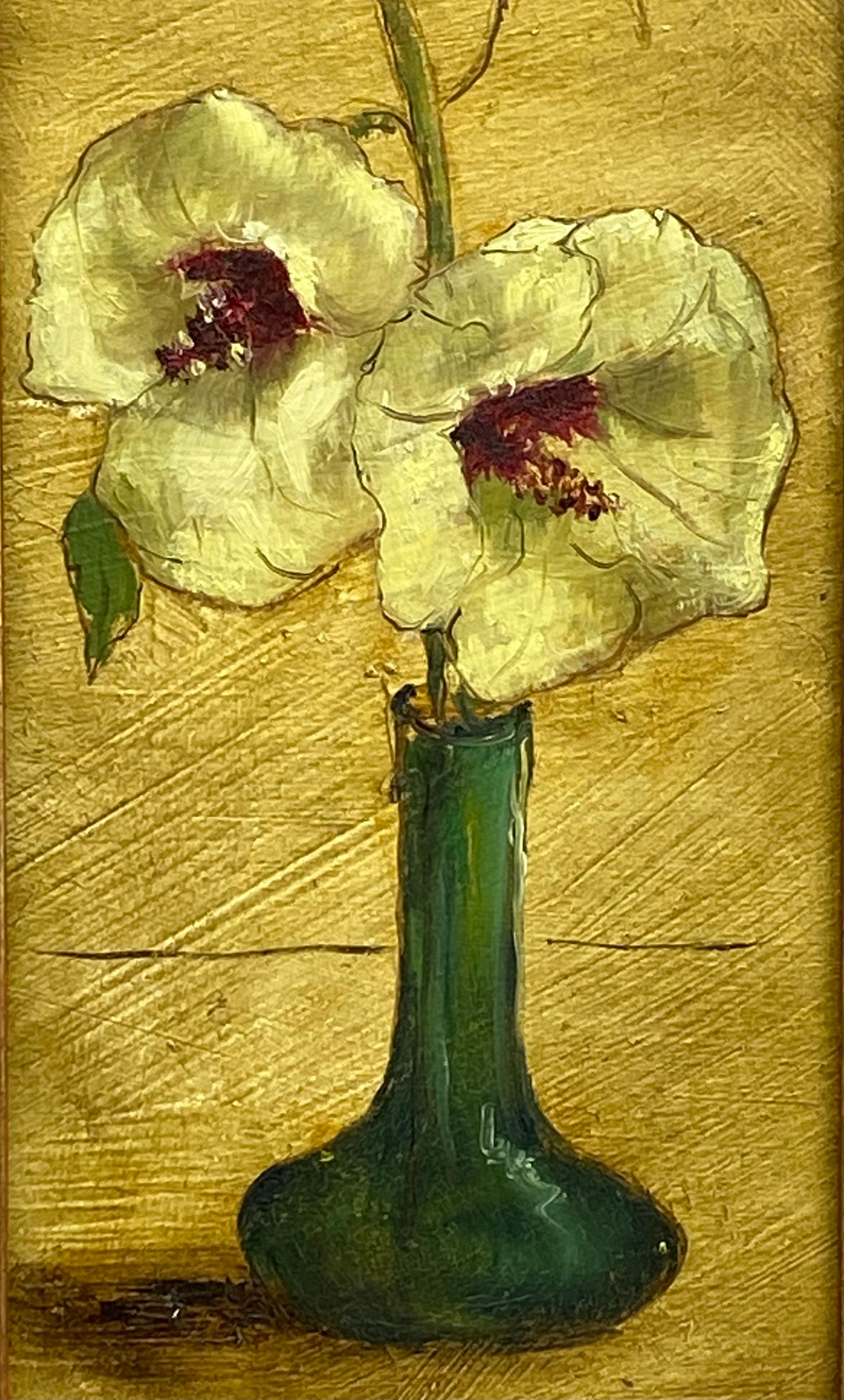 Peinture Merle Izard Wild Hollyhocks des années 1950 Bon état - En vente à Garnerville, NY