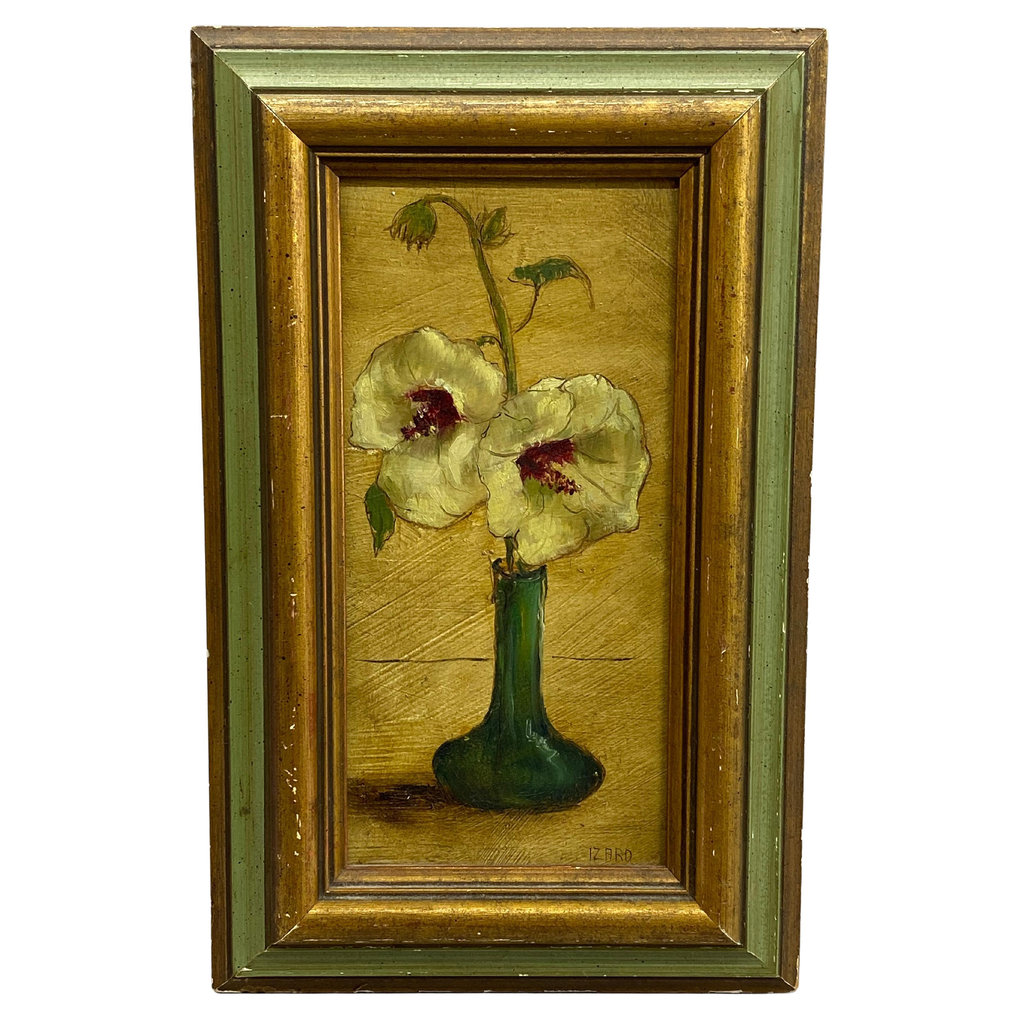 Peinture Merle Izard Wild Hollyhocks des années 1950 en vente