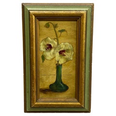 1950s Merle Izard Wild Hollyhocks Painting