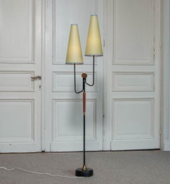 1950s , Metal and Brass Floor Lamp by Möllers Armaturfabrik , Sweden