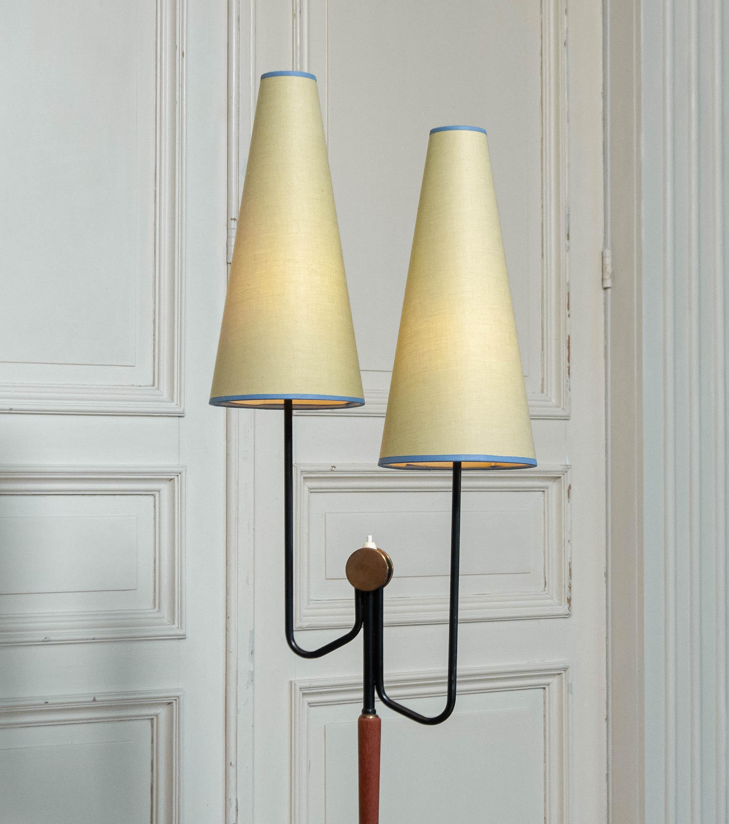 1950s , Metal and Brass Floor Lamp by Möllers Armaturfabrik , Sweden 1