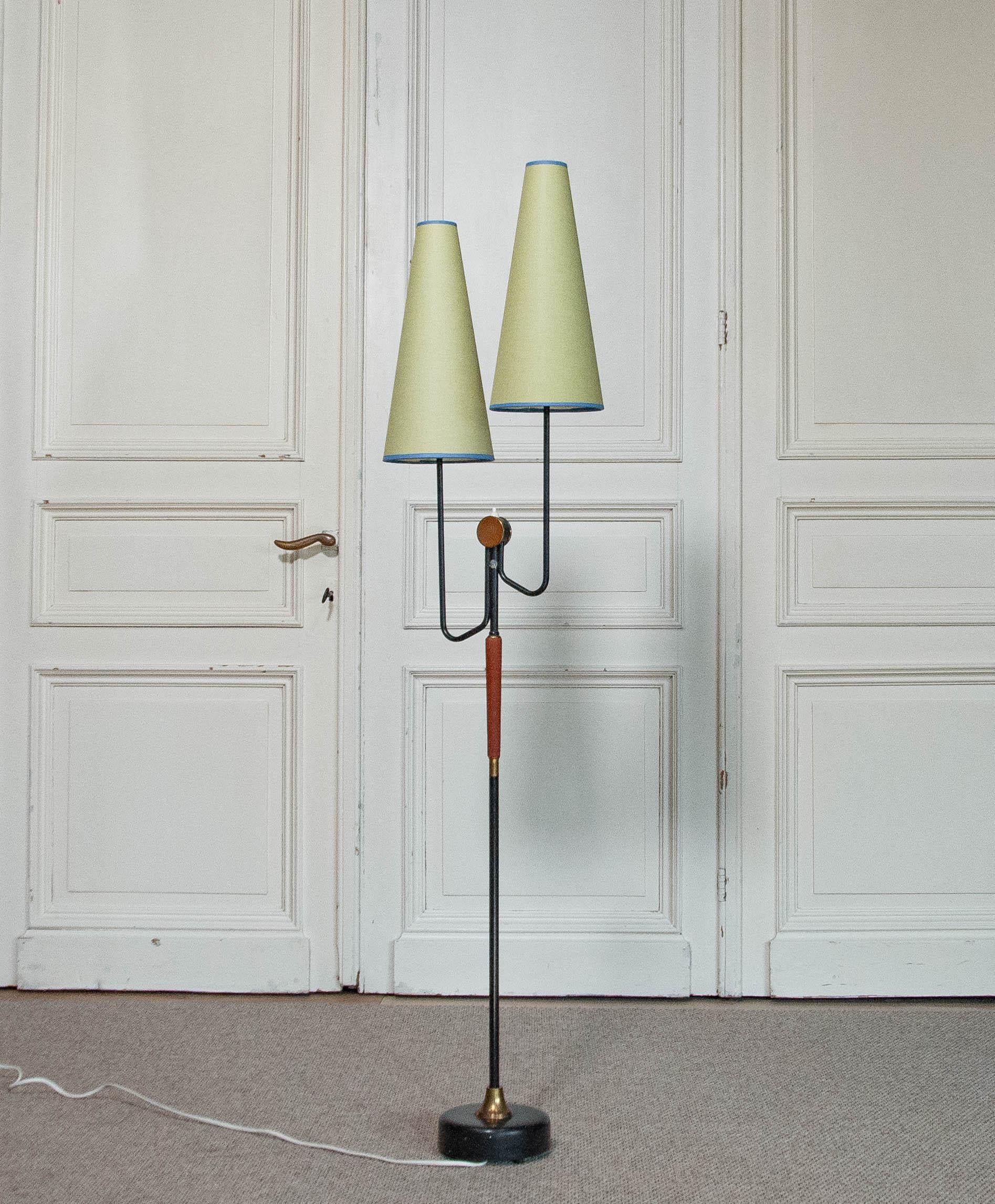 1950s , Metal and Brass Floor Lamp by Möllers Armaturfabrik , Sweden 3