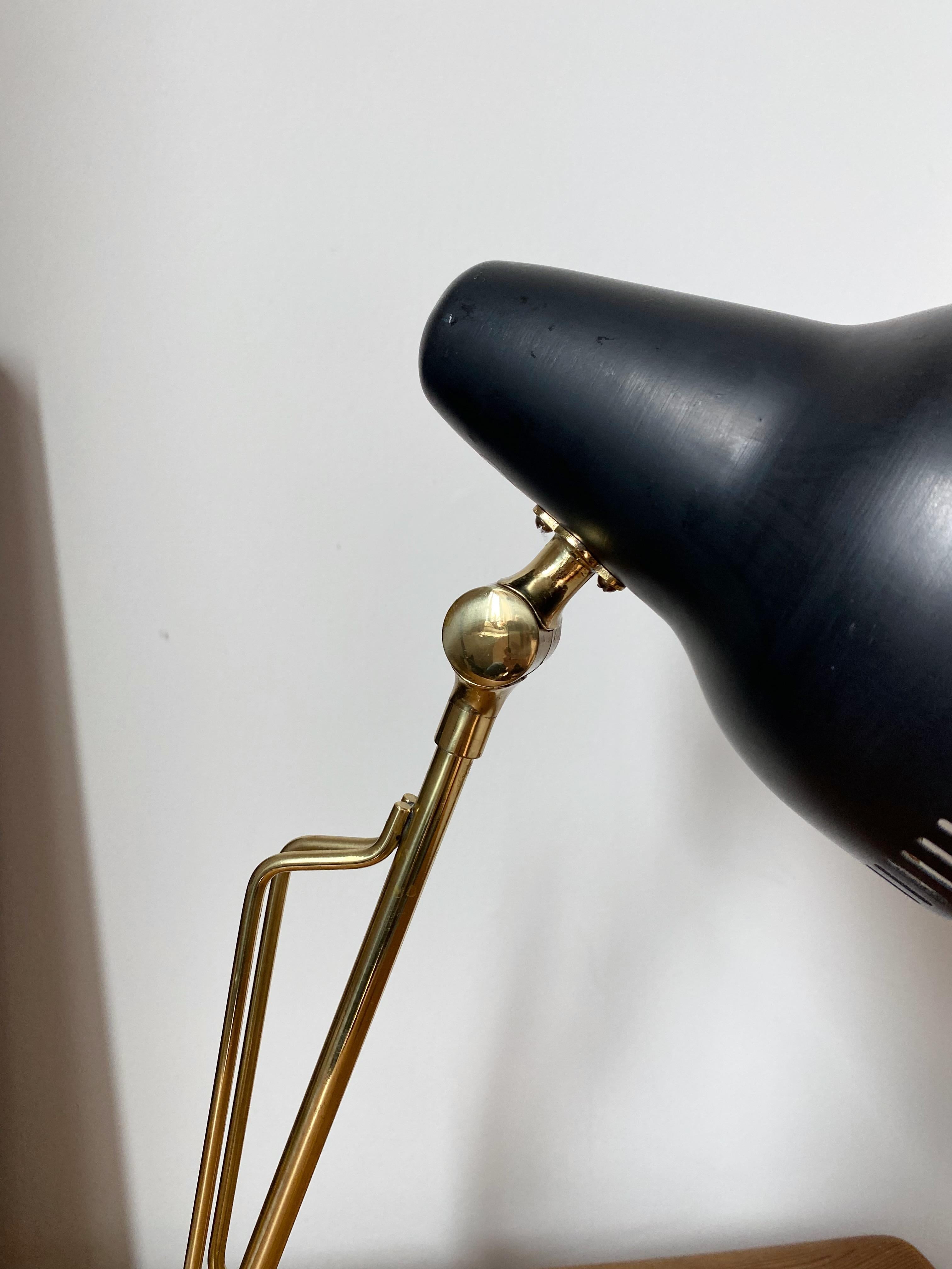 1950's Metal and Brass Table Lamp by Falkenberg In Good Condition For Sale In Brooklyn, NY