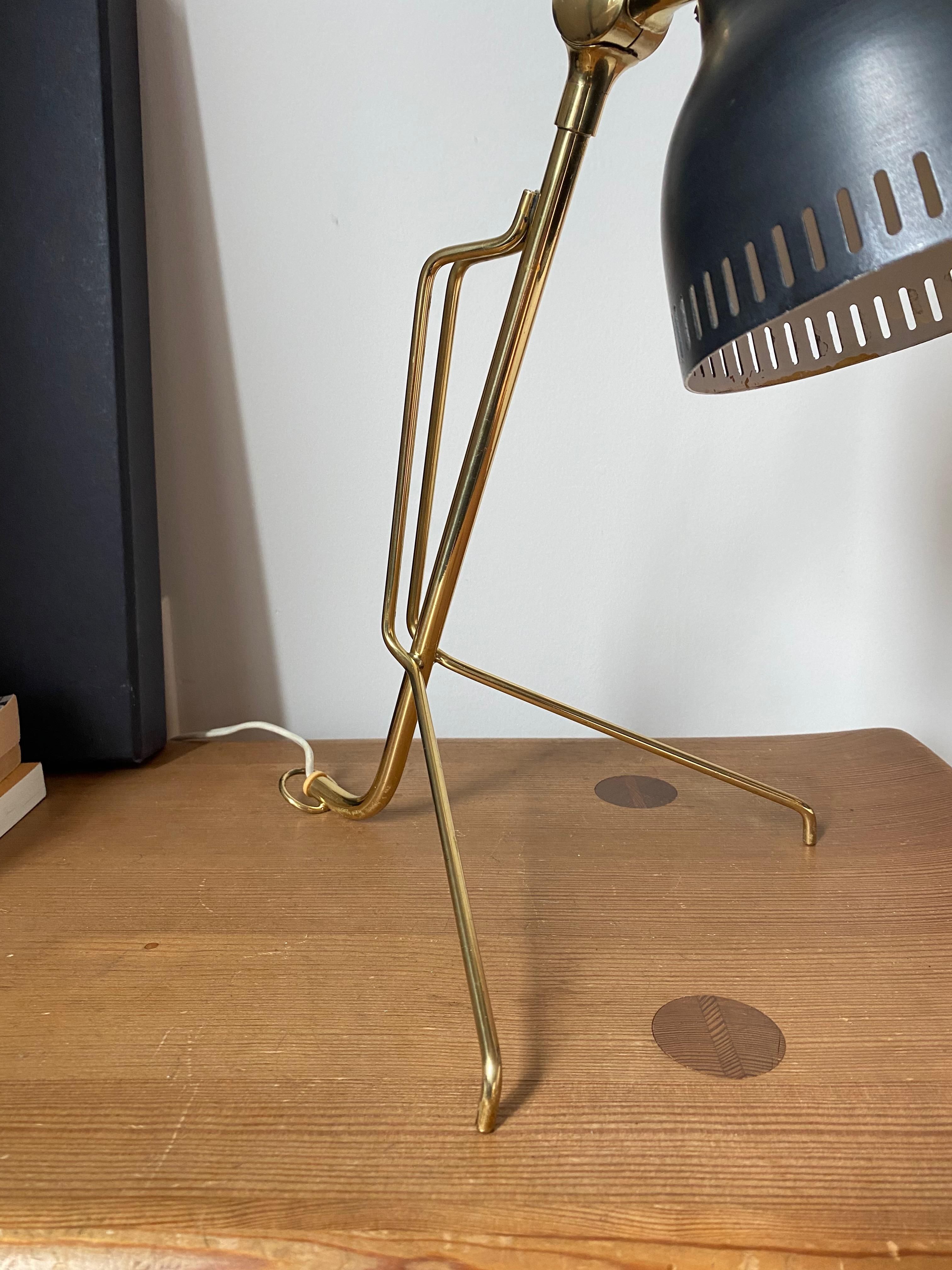 1950's Metal and Brass Table Lamp by Falkenberg For Sale 2