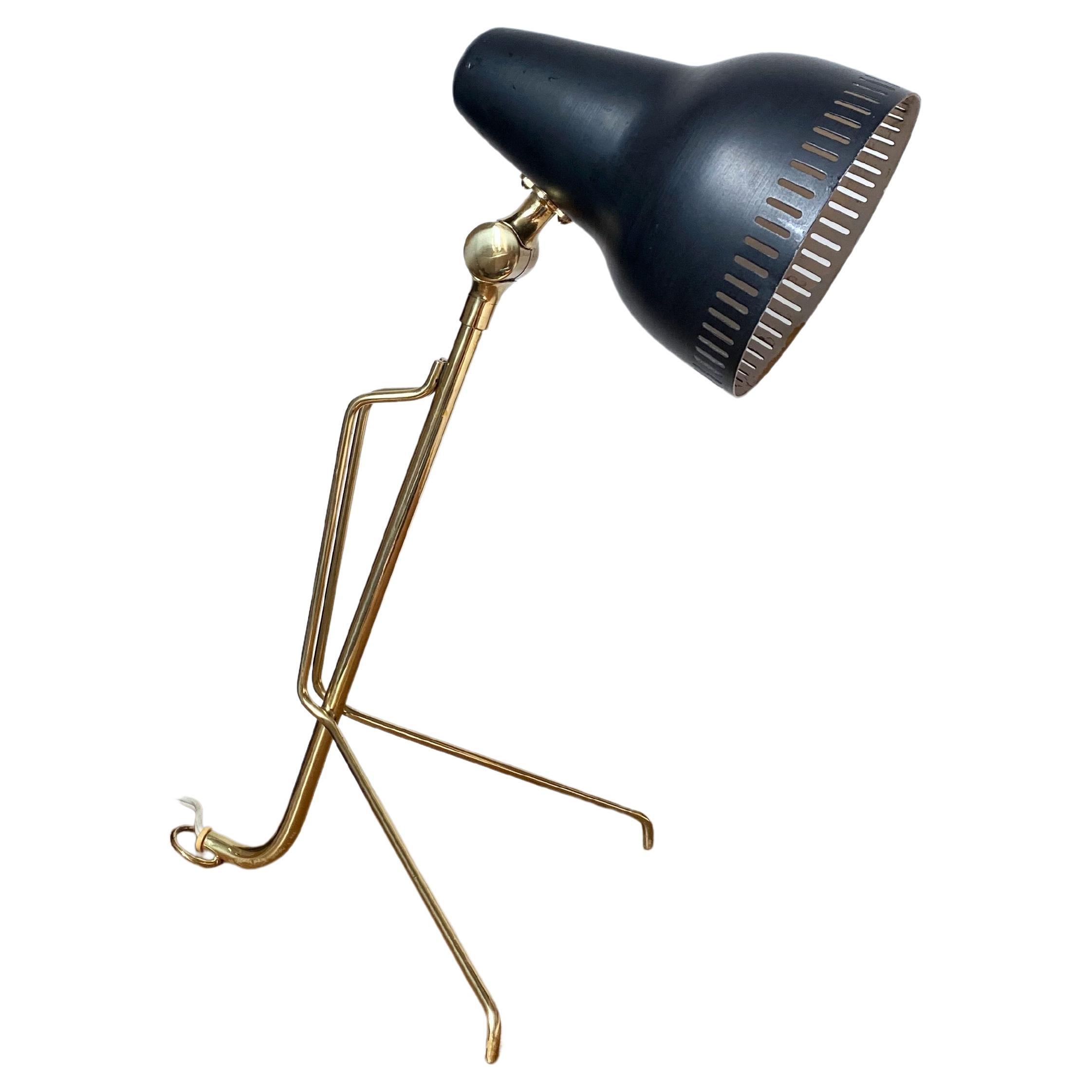 1950's Metal and Brass Table Lamp by Falkenberg