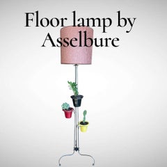 1950's Metal and ceramic flower pot floor lamp by Asselbure