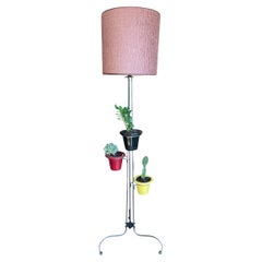 1950's Metal and ceramic flower pot floor lamp by Asselbure