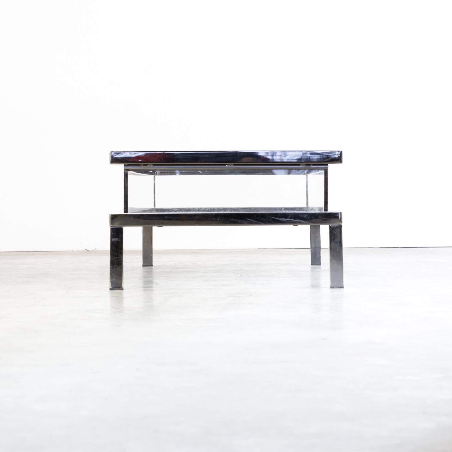 1950s Metal and Glass French Sliding Coffee Table For Sale 3