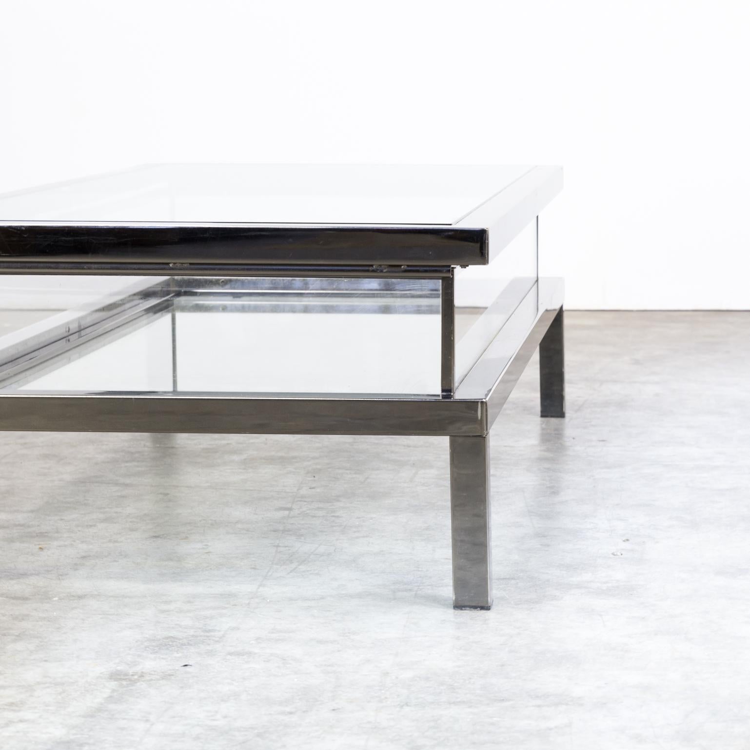 1950s Metal and Glass French Sliding Coffee Table im Angebot 3