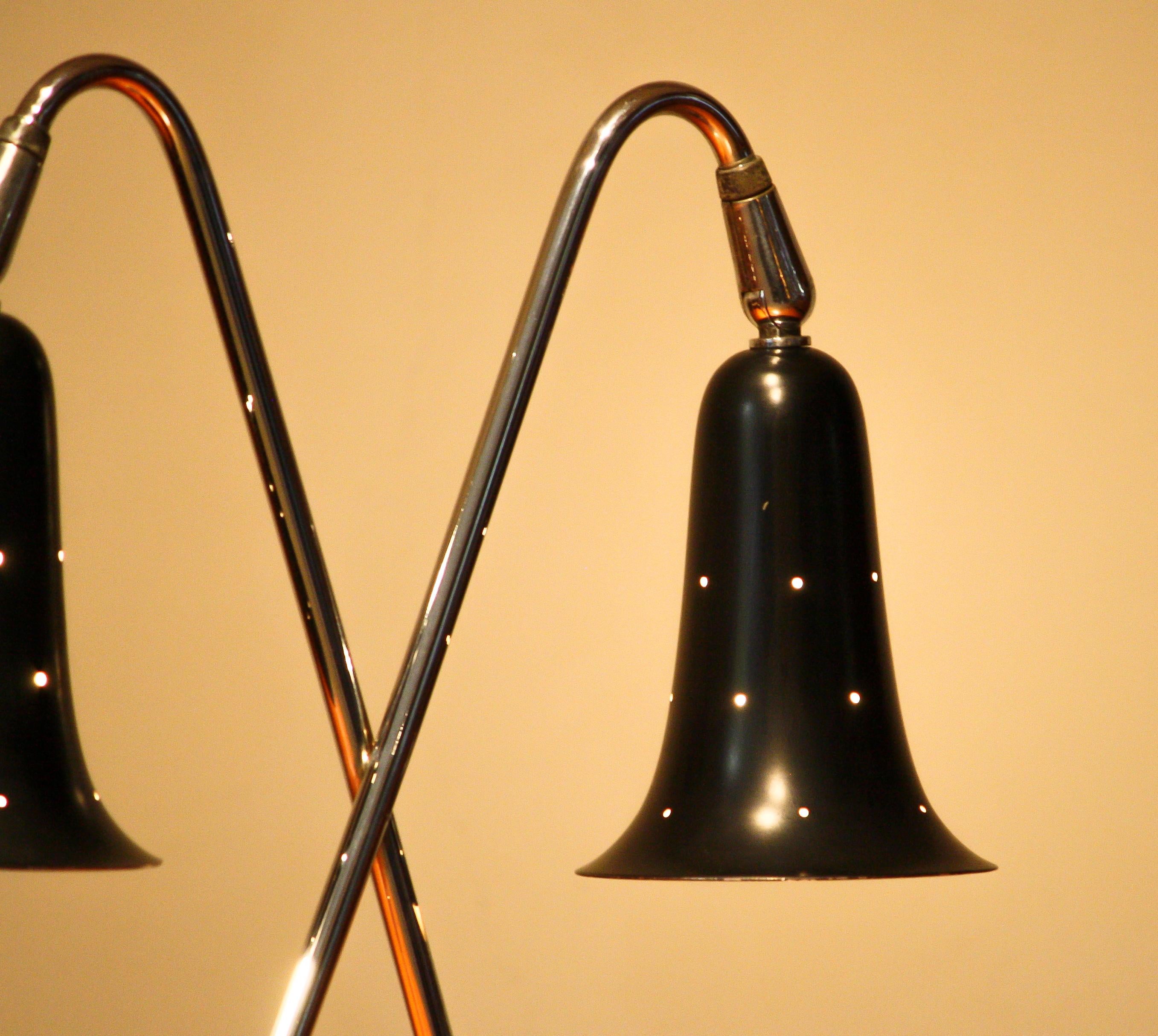 1950s Metal Black Lacquered and Chromed Desk/Table Lamp Made in the USA 2
