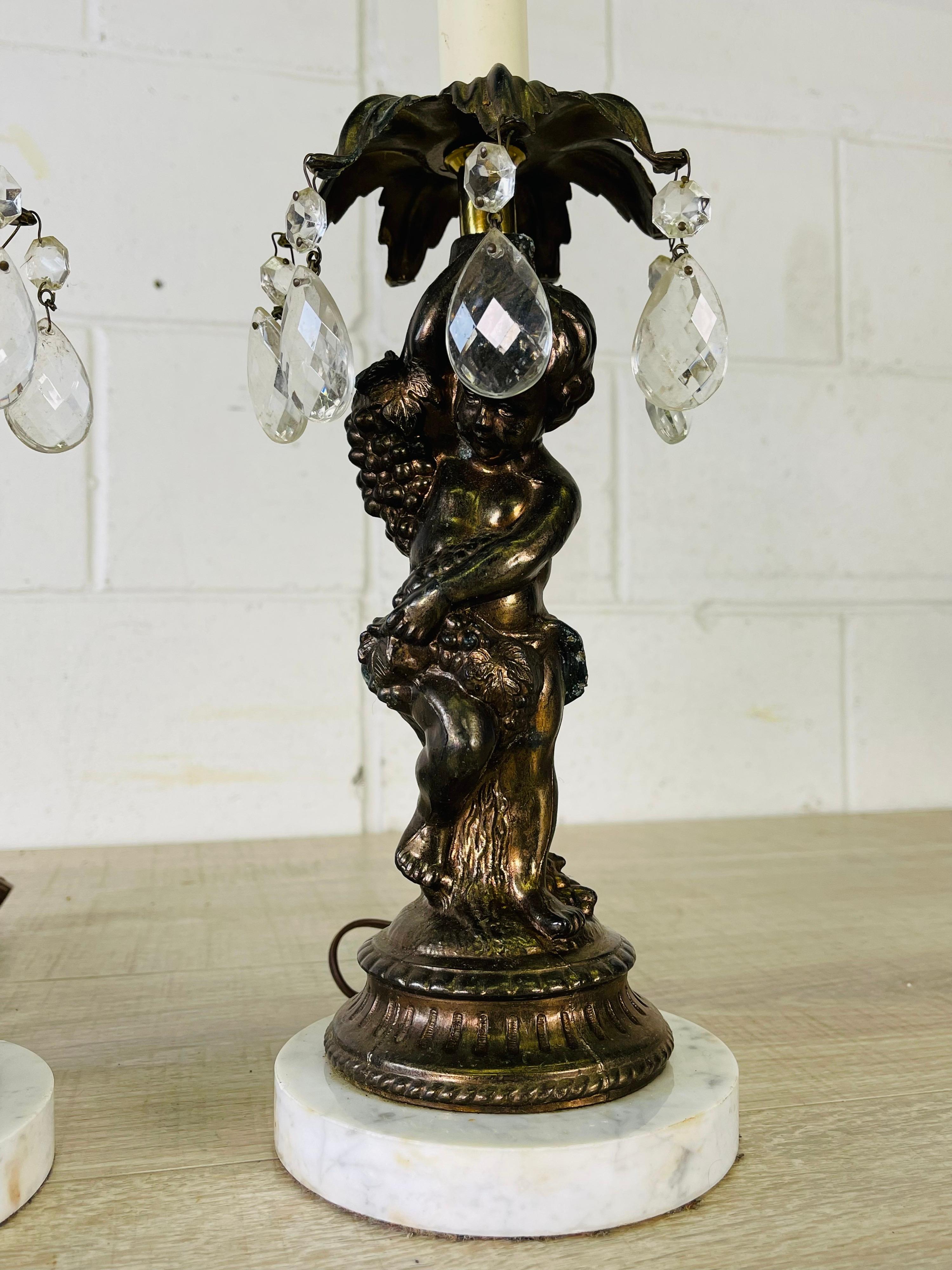 1950er Metall Cherub Tischlampen, Paar im Zustand „Gut“ im Angebot in Amherst, NH