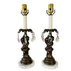 1950er Metall Cherub Tischlampen, Paar