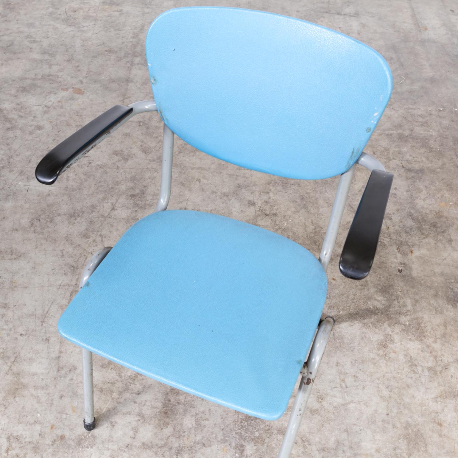 1950s Metal Dining and Office Chairs with Bakelite Armrests 10 Pieces For Sale 2