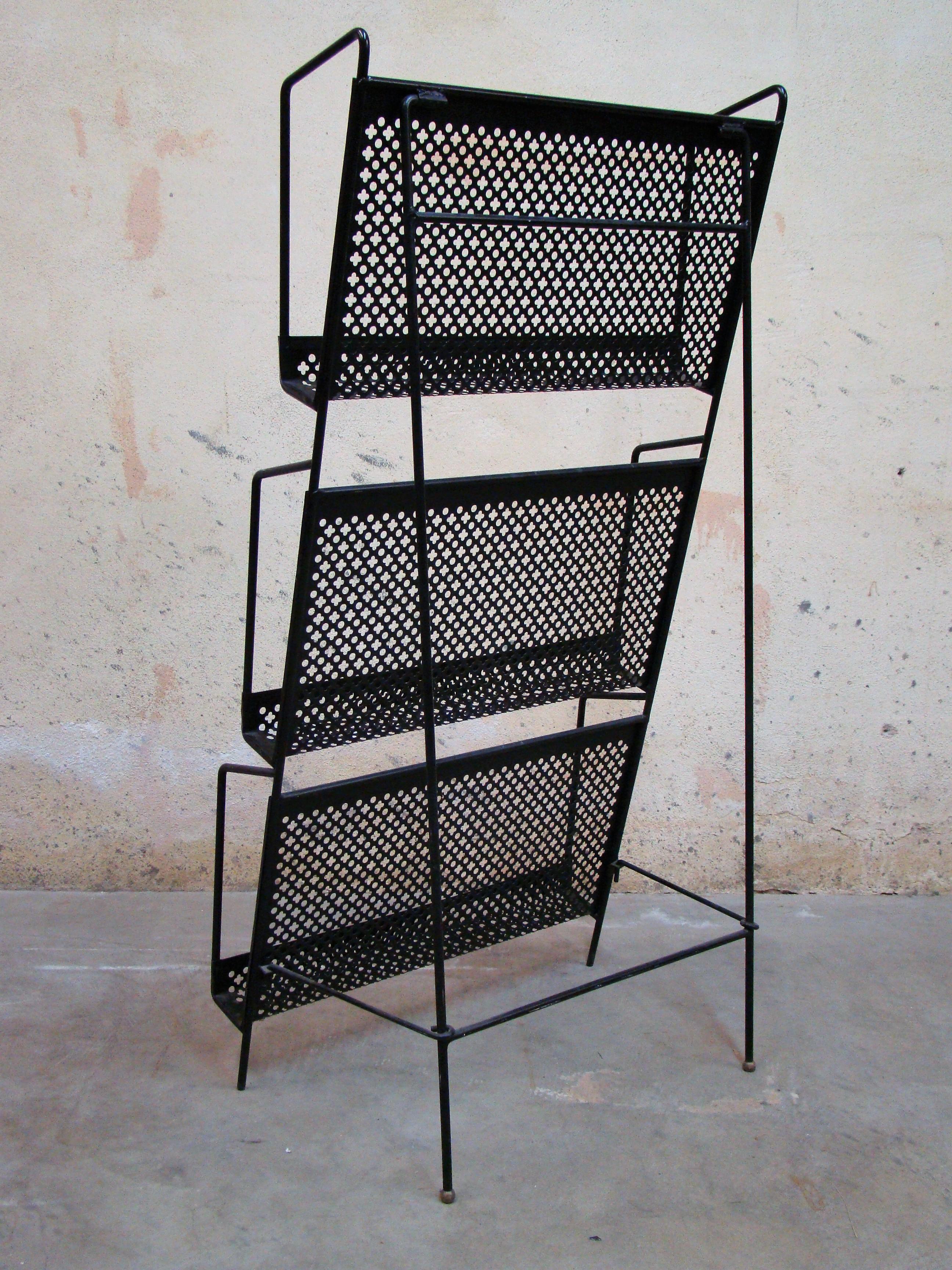 Mid-Century Modern 1950's Metal Folding Magazine Rack Attributed to Maurice Duchin USA For Sale