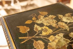 1950s Metal Side Table with Painted Floral Decoration