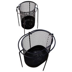 1950s Metal Waste Paper Baskets by Maurice Duchin French-American