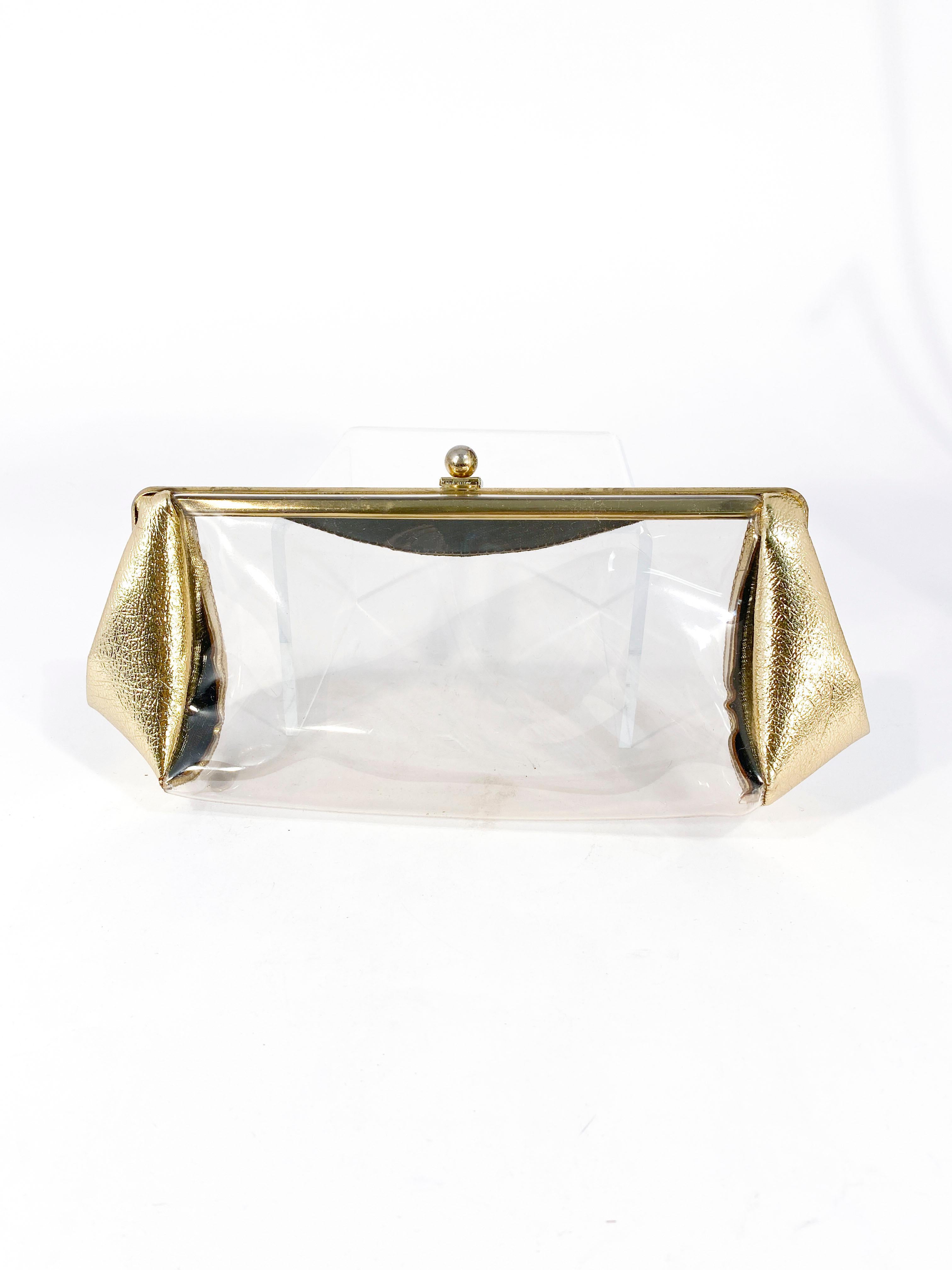 1950s Metallic Gold and Clear Plastic Clutch For Sale at 1stDibs ...