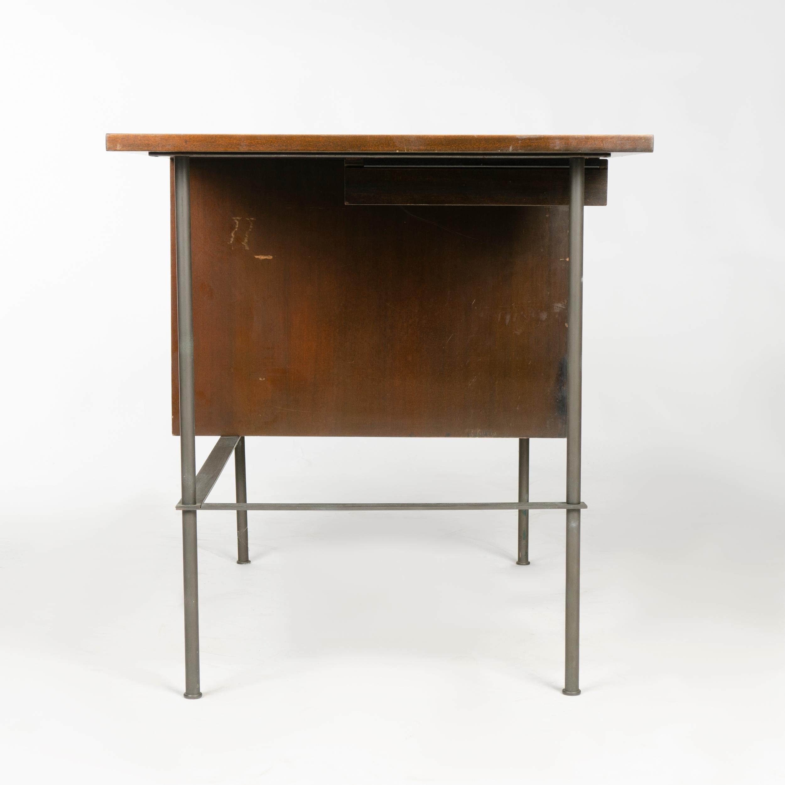 American 1950s Metaphor Desk in Mahogany and Brass by Harvey Probber