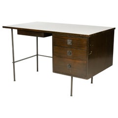 1950s Metaphor Desk in Mahogany and Brass by Harvey Probber