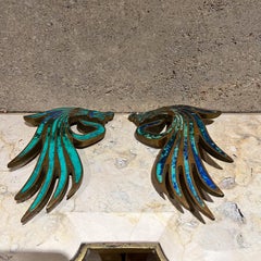 1950s Mexican artist Pepe Mendoza Malachite Dragon Door Handle Pull Set