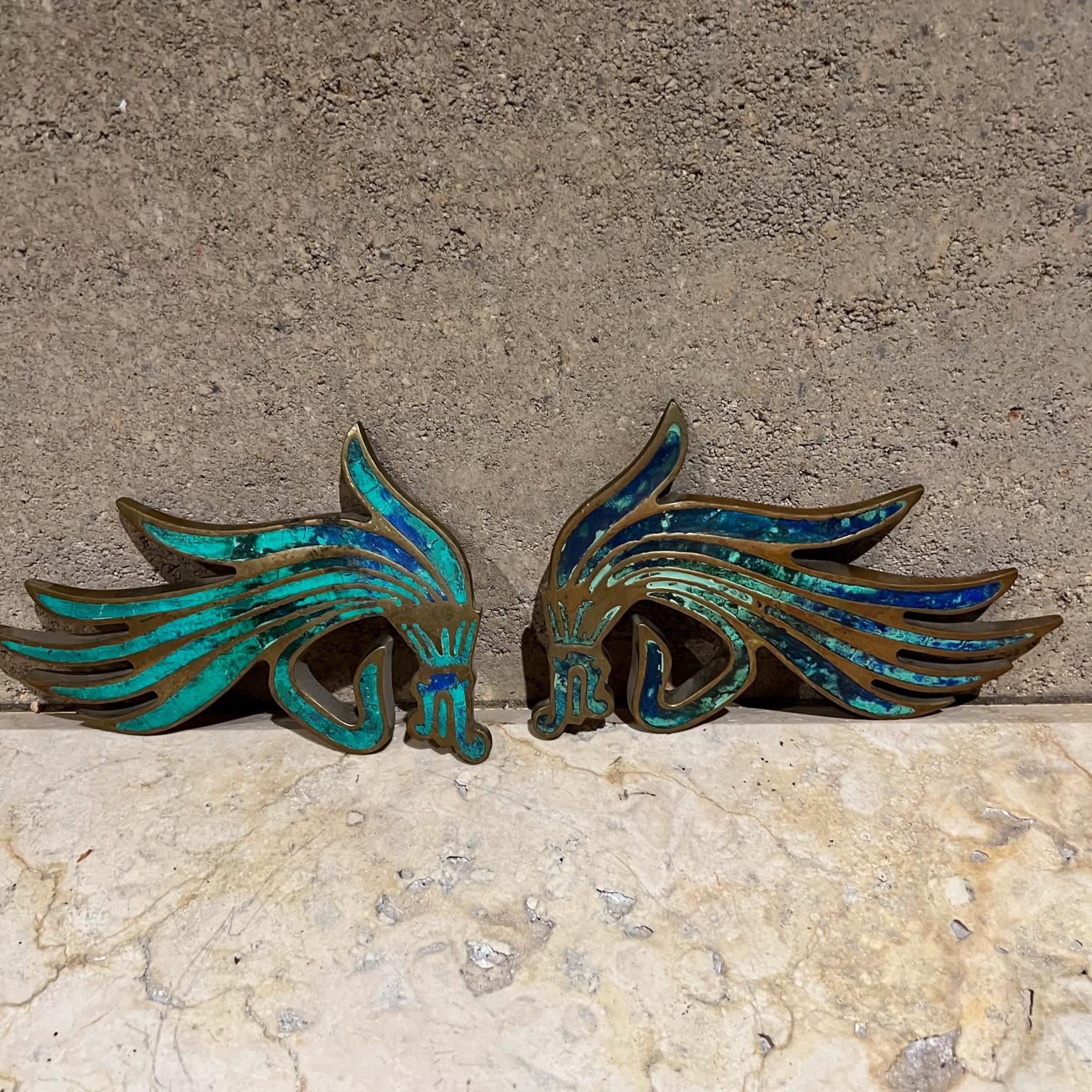 1950s Mexican artist Pepe Mendoza Malachite Dragon Door Handle Pull Set In Good Condition In Chula Vista, CA