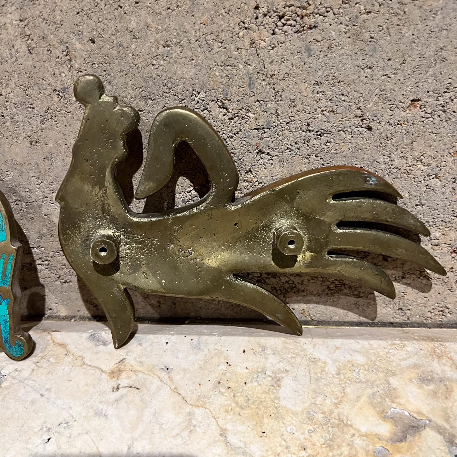 1950s Mexican artist Pepe Mendoza Malachite Dragon Door Handle Pull Set 3