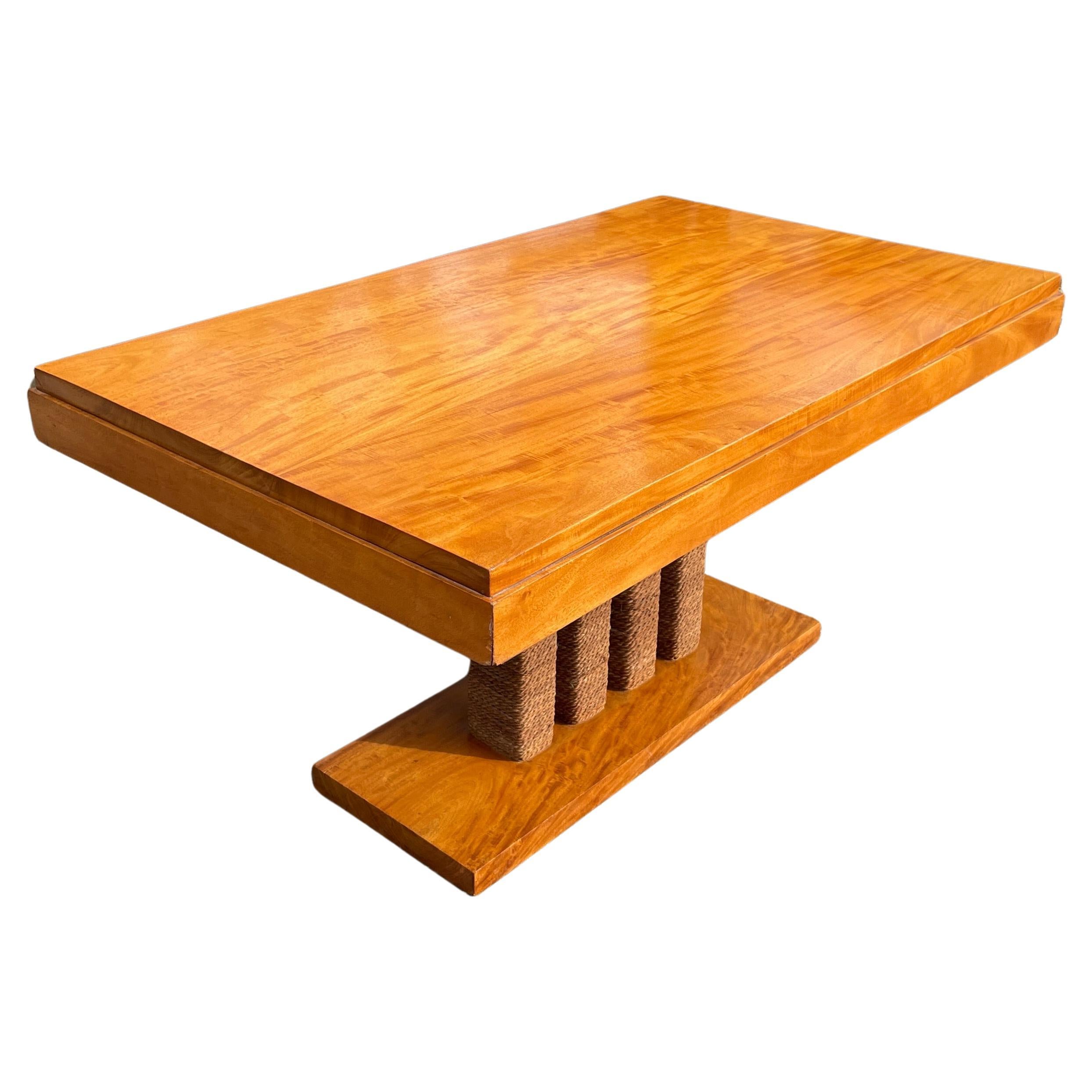 Table basse mexicaine des années 1950 enveloppée de jonc, style Domus Michael Van Beuren