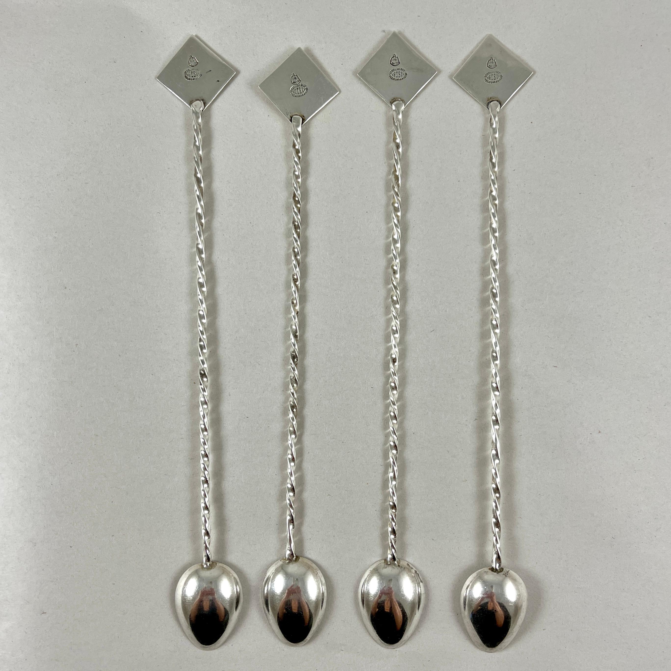 Mid-20th Century 1950s Mexican Matador Sterling Silver Long Iced Tea Spoons, Set of Four
