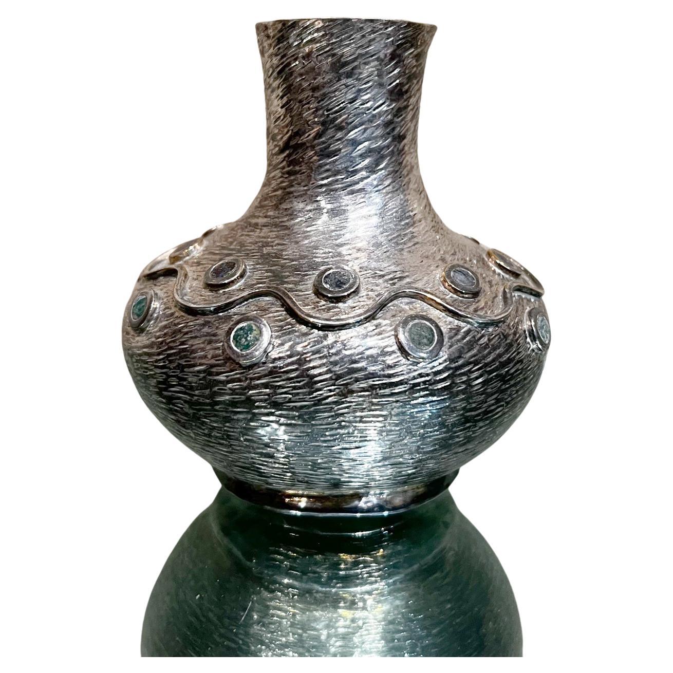 Modernisme mexicain des années 1950 Los Castillo Vase en argent Taxco Mexique