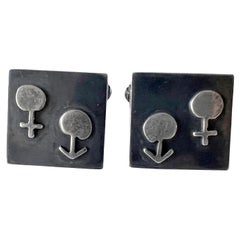 1950s Mexican Modernist Gender Symbol Sterling Silver Cufflinks