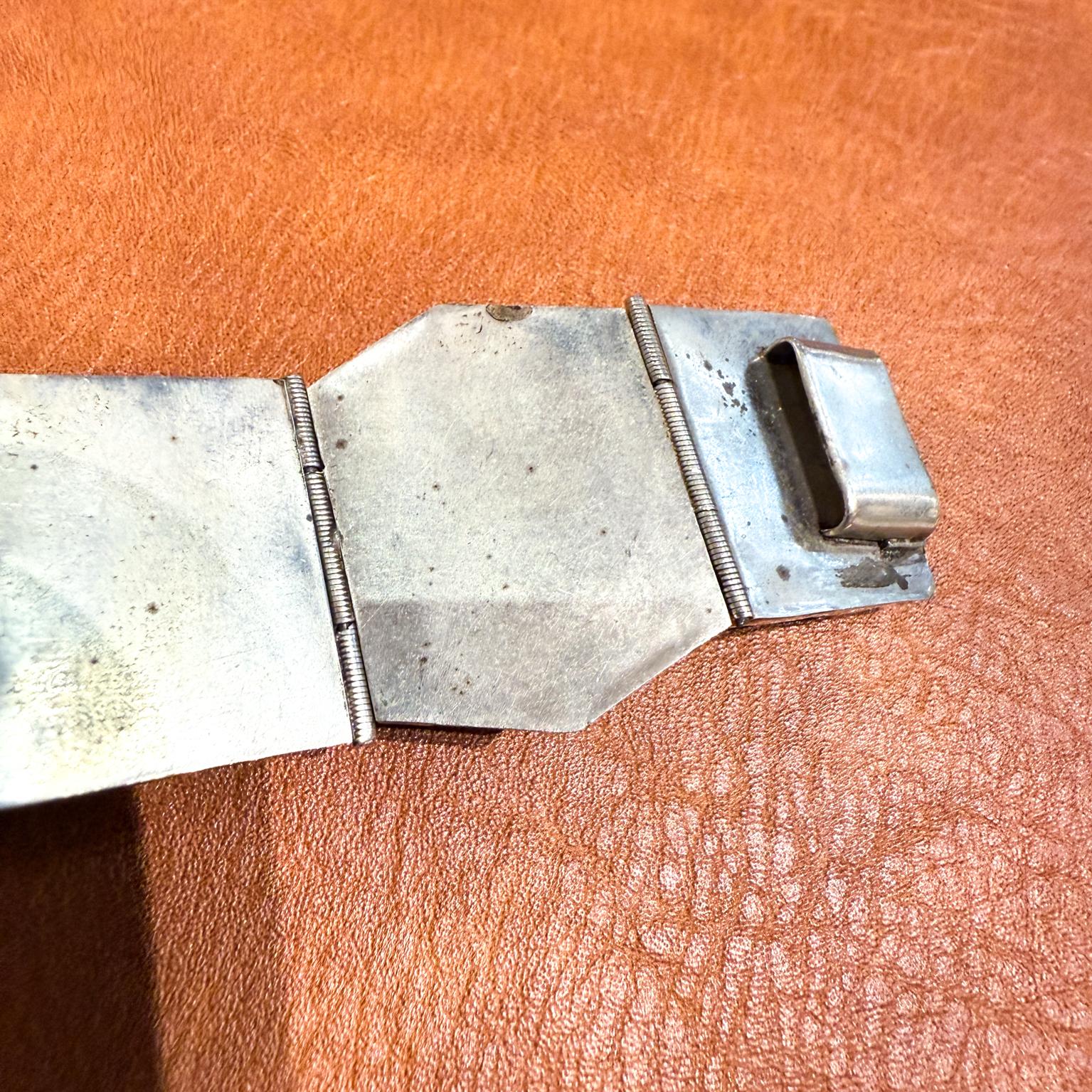 1950s Taxco Onyx Sterling Silver Link Bracelet Mexico For Sale 6