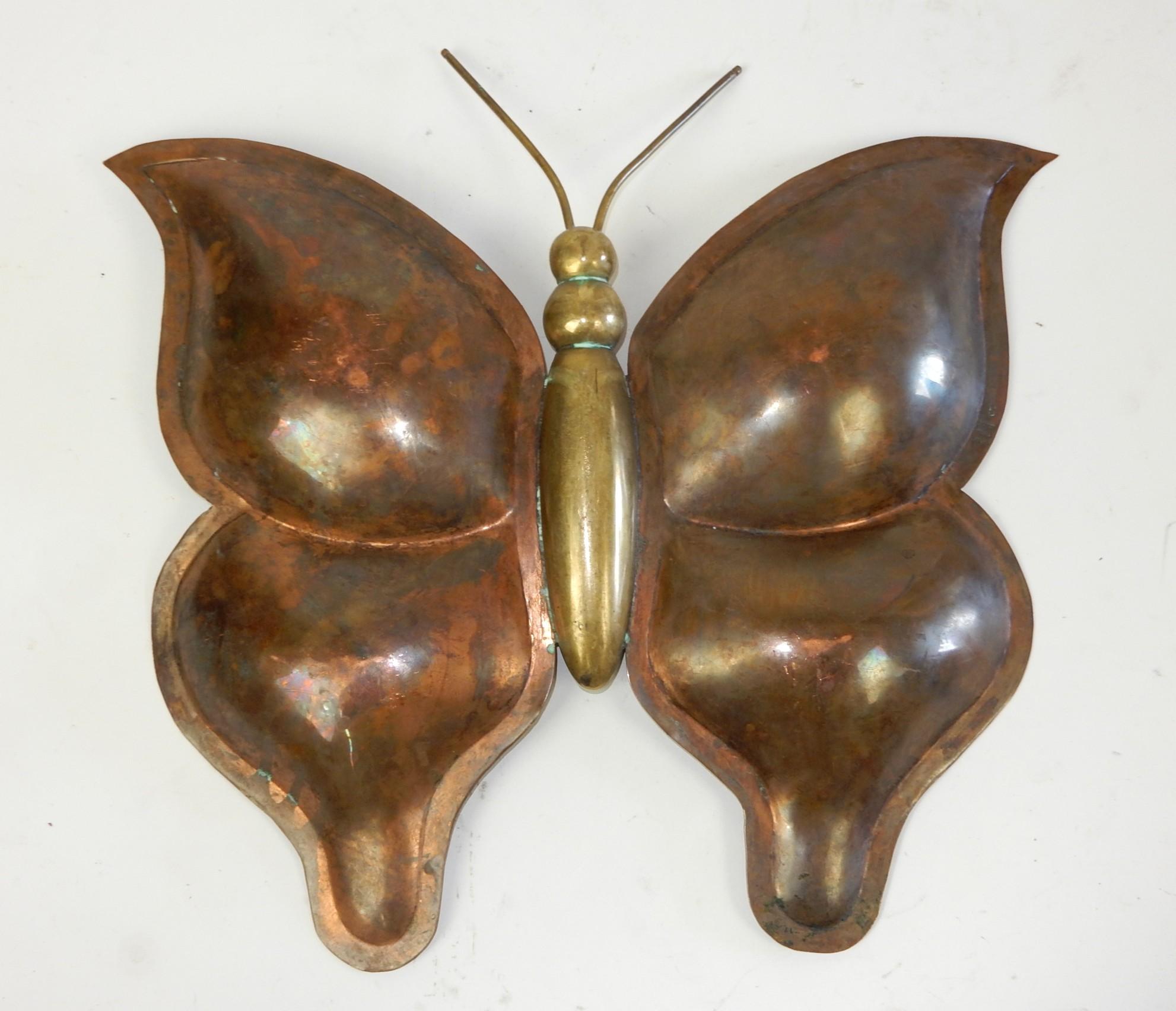 1950's Mexico Brass, Copper & Abalone Sculpture Serving Pieces Bowl Los Castillo For Sale 6