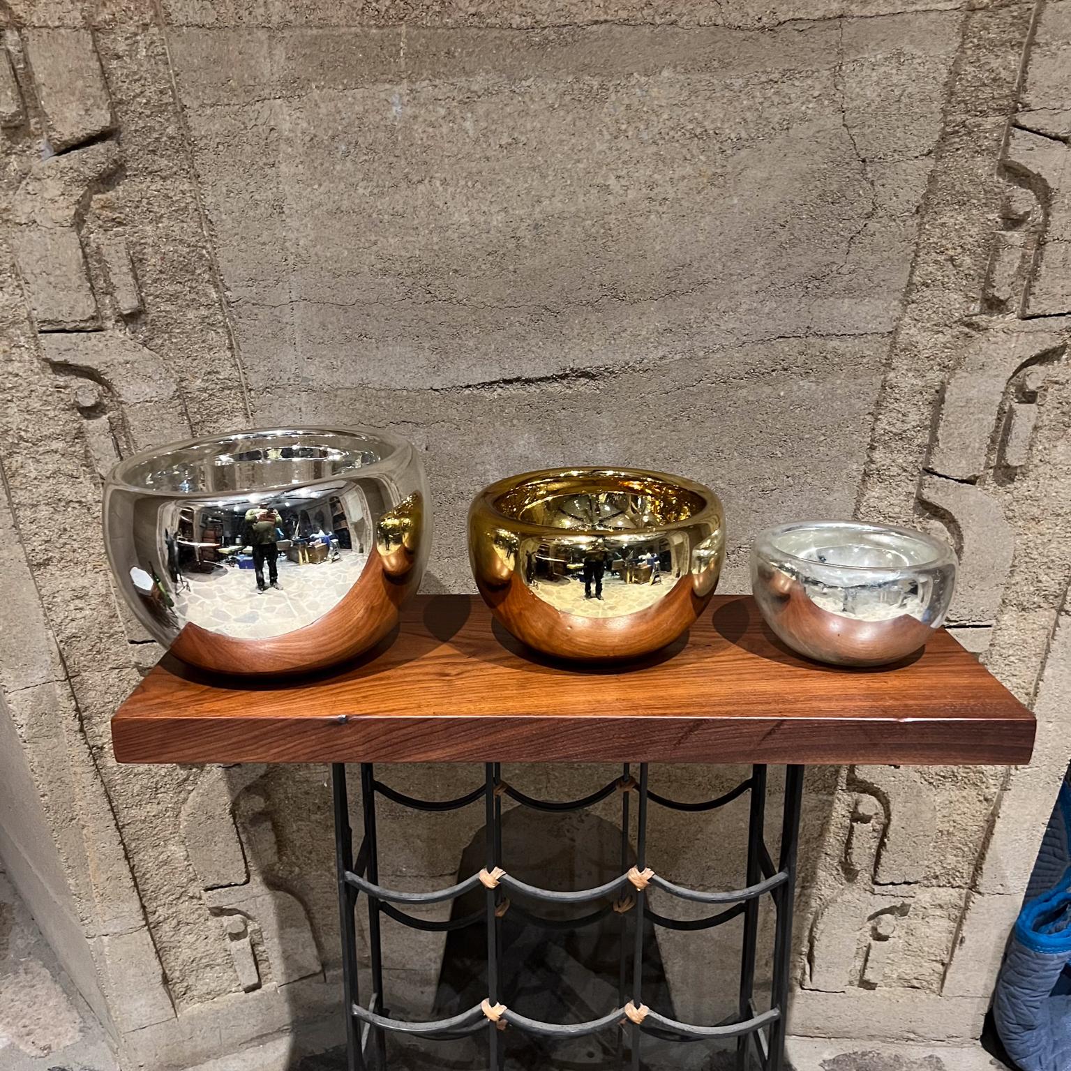 Mid-Century Modern 1950s Mexico Gold Mercury Glass Bowl Style Luis Barragan